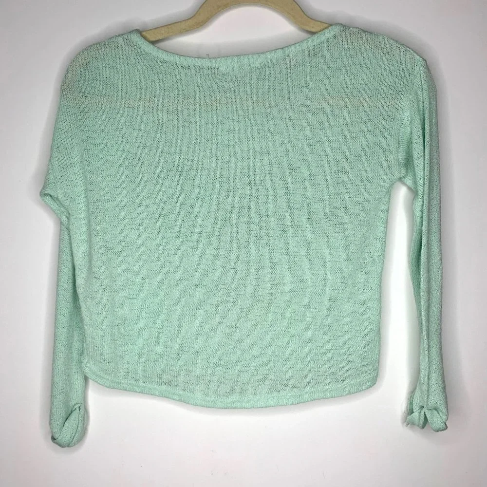 H&M Girls Teal Long SleeveMesh Shirt with Pink Heart Word Like Sz‎ 8-10 Yrs